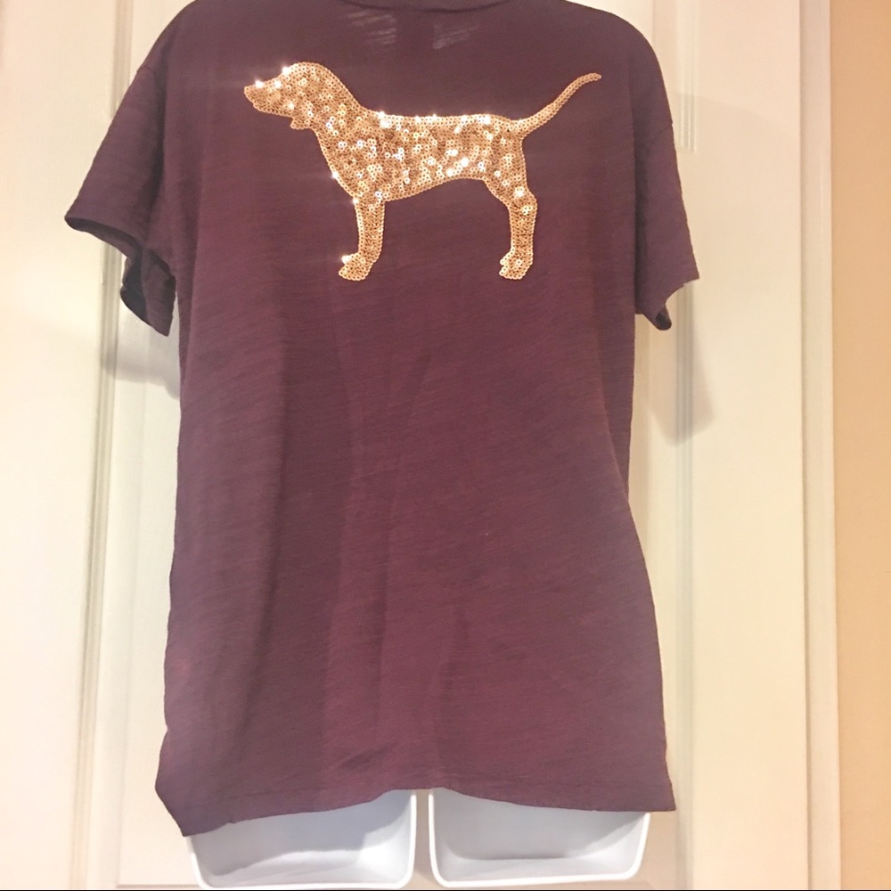 Pink Victoria’s Secret Maroon V Neck T-shirt small